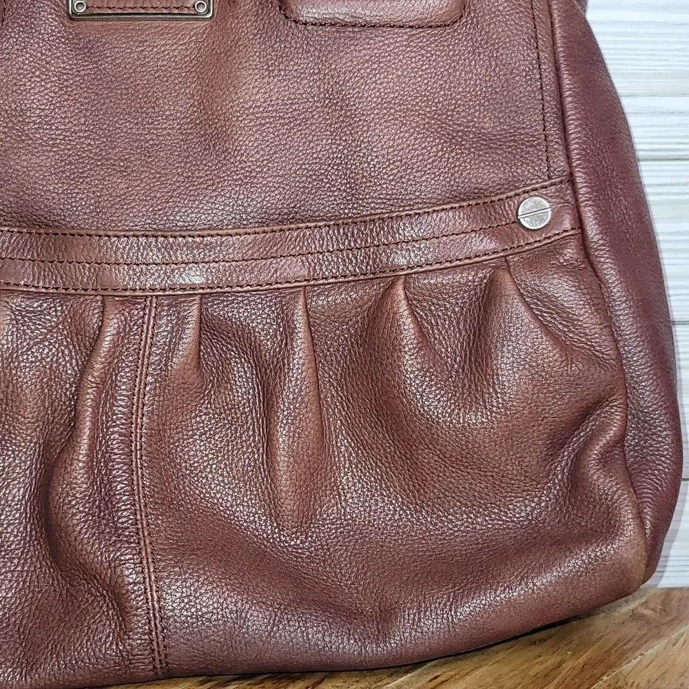 B Makowsky Leather Hobo Tote Large Brown‎ Shoulder Bag Purse Weekender